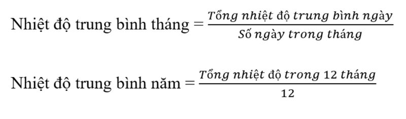 Cách tính nhiệt độ trung bình năm: