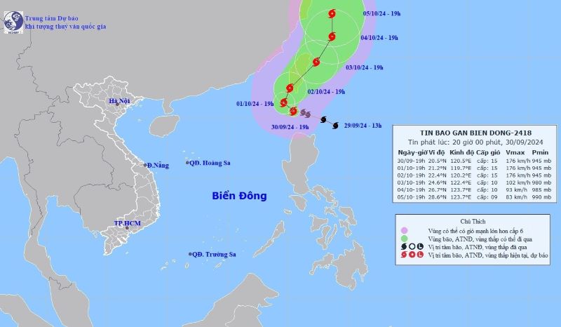 Dự báo thời tiết ngày 1/10/2024 – Bão Krathon vào Biển Đông