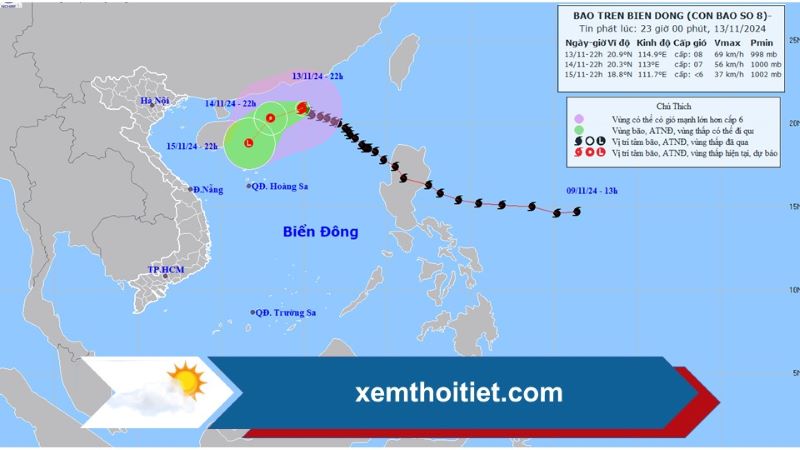 Dự báo thời tiết chi tiết cho ngày 14/11/2024